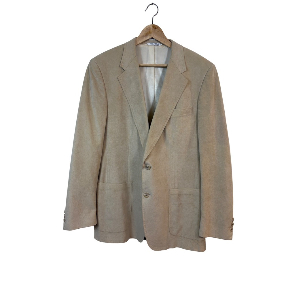 vtg Saks Fifth Avenue Mens Tan Faux Suede Blazer Sport Coat Beige Jacket western